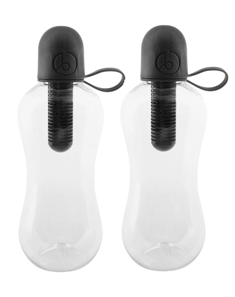 Bobble Classic Water Bottle, Filtered Water, BPA-Free Reusable Bottle, Soft Touch Carry Cap with Replaceable Carbon Filter for Sustainable Water and Hydration 18.5 oz - 2 Pack (Black) - Image 1